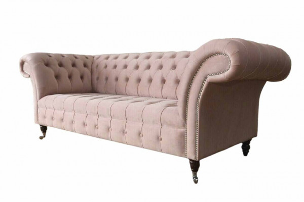 Chesterfield Canapés Design Rose 3 Places Revêtement Tissu Textile