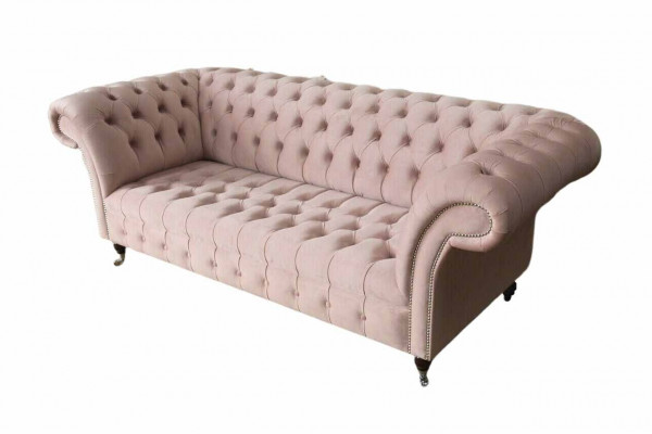 Chesterfield Canapés Design Rose 3 Places Revêtement Tissu Textile