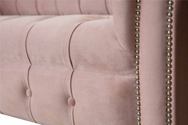 Chesterfield Canapés Design Rose 3 Places Revêtement Tissu Textile