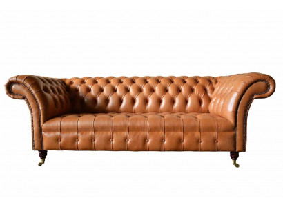 Canapé 3 places Moderne Chesterfield Canapés Canapés Revêtement en tissu Marron neuf