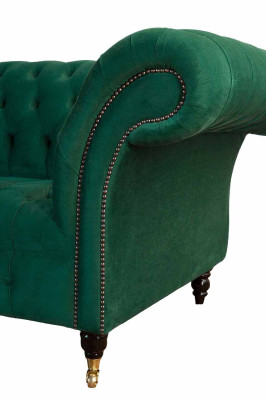 Canapé 3 places de luxe 3 places Sofas modernes Tissu vert Chesterfield