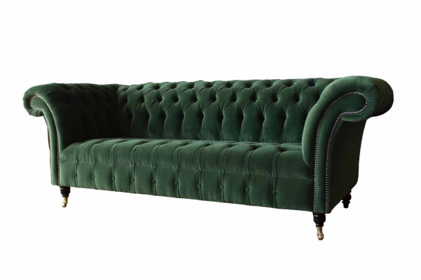 Canapé design 3 places Chesterfield rembourré en tissu pour salon