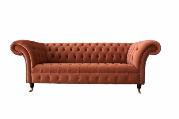 Canapé 3 places Chesterfield de luxe en tissu d'ameublement neuf