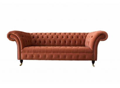 Canapé 3 places Chesterfield de luxe en tissu d'ameublement neuf