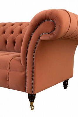 Canapé 3 places Chesterfield de luxe en tissu d'ameublement neuf