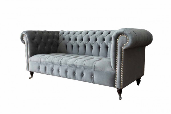 Canapé 3 places en tissu Canapés Canapé Chesterfield Gris Trois places