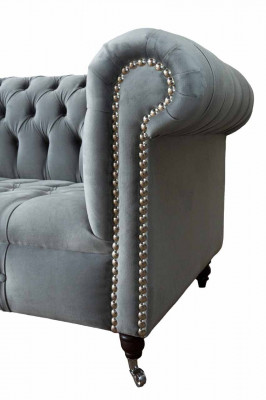 Canapé 3 places en tissu Canapés Canapé Chesterfield Gris Trois places