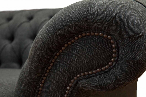 Chesterfield Canapé en Tissu Design Sofa Canapé de Luxe Canapé Gris 3 Places