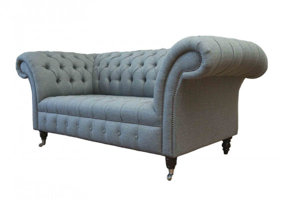 Chesterfield Mobilier de bureau Siège Canapé 2 places Tissu Gris