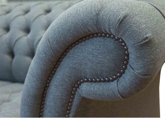 Chesterfield Mobilier de bureau Siège Canapé 2 places Tissu Gris