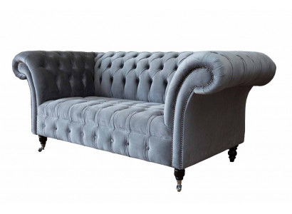 Canapé Chesterfield 3 places Canapé de luxe Canapé Salon Canapés gris Tissu Canapé