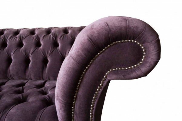 Canapé Chesterfield design en peluche violet en tissu pour deux personnes tout neuf