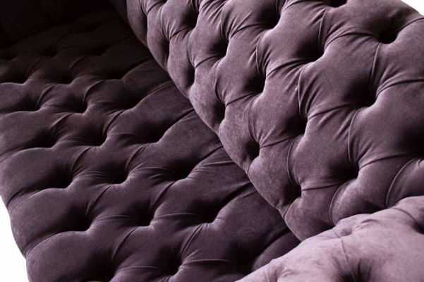 Canapé Chesterfield design en peluche violet en tissu pour deux personnes tout neuf