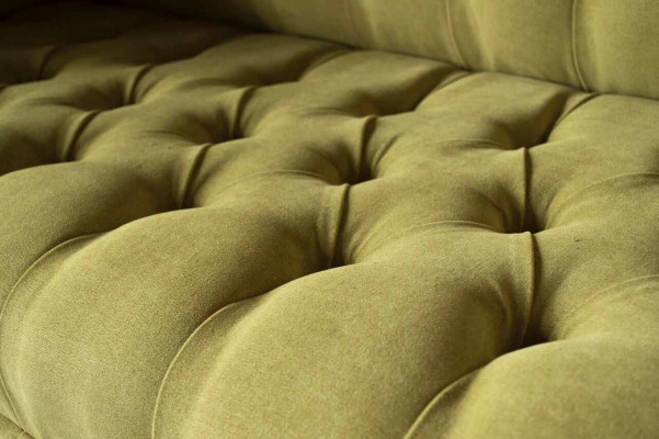 Canapé 2 places de luxe 2 places Salon Vert clair Chesterfield Tissu neuf
