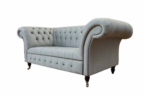 Canapé Chesterfield Deux Places Gris en Cuir.getContentPane()Sofas.
