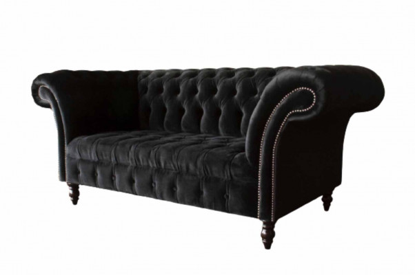 Canapé designer 2 places Chesterfield en tissu de luxe textile