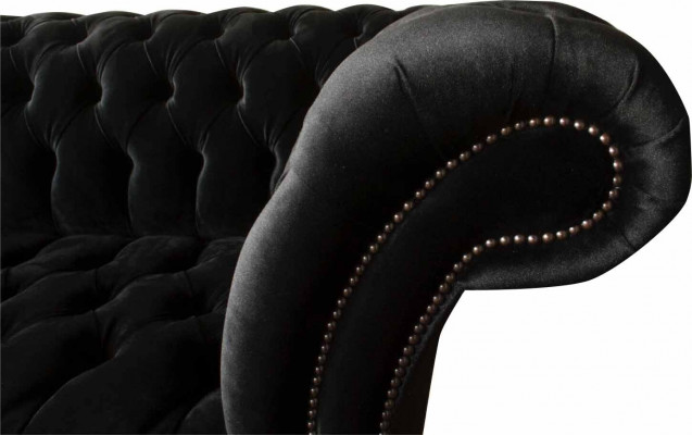 Canapé designer 2 places Chesterfield en tissu de luxe textile