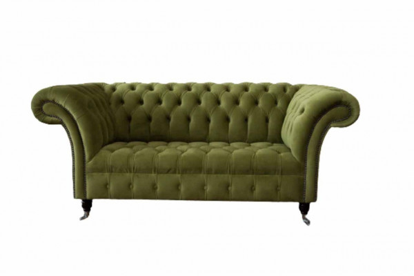 Canapé 2 places Canapé rembourré en tissu vert Chesterfield neuf