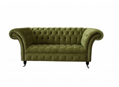 Canapé 2 places Canapé rembourré en tissu vert Chesterfield neuf
