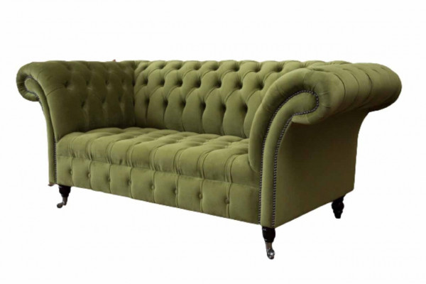 Canapé 2 places Canapé rembourré en tissu vert Chesterfield neuf