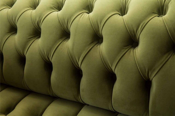 Canapé 2 places Canapé rembourré en tissu vert Chesterfield neuf