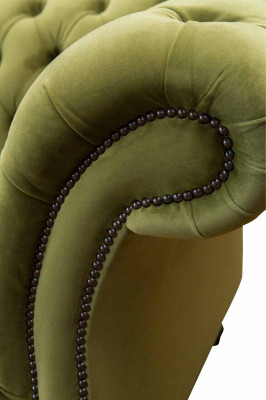 Canapé 2 places Canapé rembourré en tissu vert Chesterfield neuf