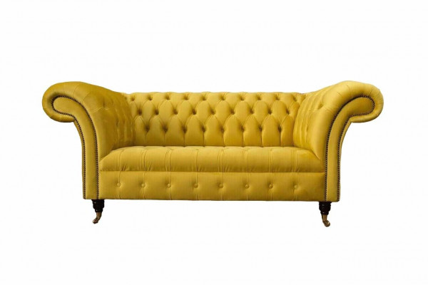 Canapé Chesterfield Chesterfield 2 places en tissu pour salon Canapé Jaune