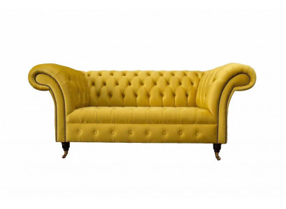 Canapé Chesterfield Chesterfield 2 places en tissu pour salon Canapé Jaune