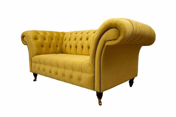 Canapé Chesterfield Chesterfield 2 places en tissu pour salon Canapé Jaune