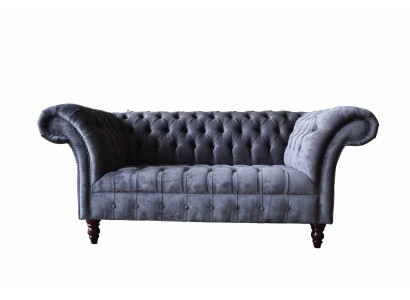 Canapé 2 places canapé Design rembourrage textile tissu gris Chesterfield neuf