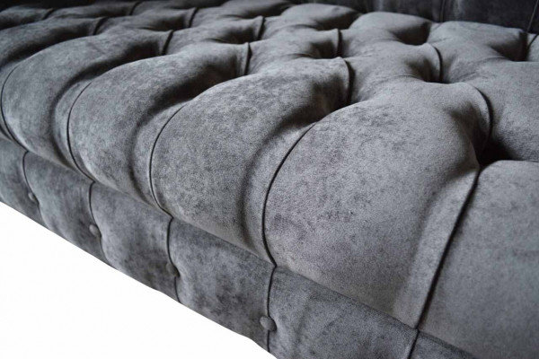 Canapé 2 places canapé Design rembourrage textile tissu gris Chesterfield neuf