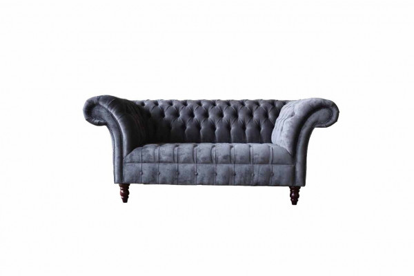 Canapé 2 places canapé Design rembourrage textile tissu gris Chesterfield neuf