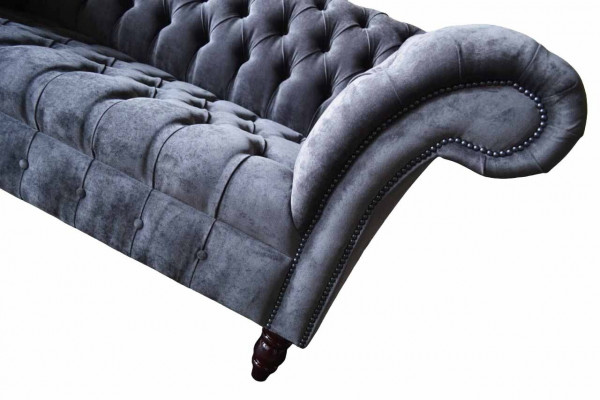 Canapé 2 places canapé Design rembourrage textile tissu gris Chesterfield neuf