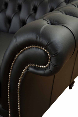 Canapé en tissu de luxe Chesterfield Canapé sofas rembourrés 2 places en cuir noir