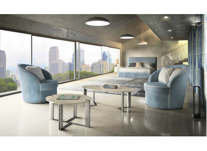 Canapé design Fauteuil Canapé Rembourrage de luxe en textile Canapés 1 place Bleu Chambre