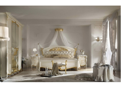 Meubles de chambre italiens Lit de designer de luxe Lits doubles Or
