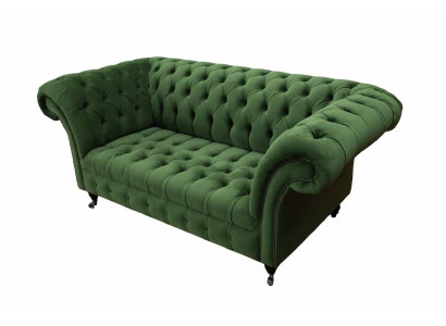 Chesterfield Mobilier de bureau Siège Canapé 2 places Textile Vert