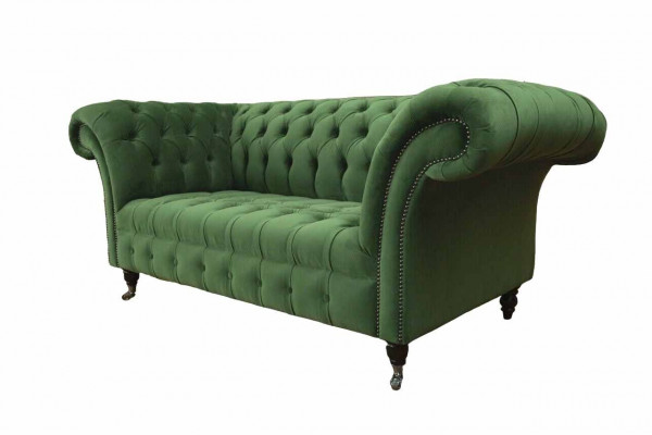 Chesterfield Mobilier de bureau Siège Canapé 2 places Textile Vert
