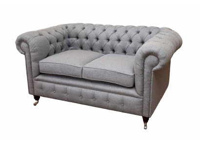 Mobilier de bureau Chesterfield Sièges Canapé 2 places en tissu gris
