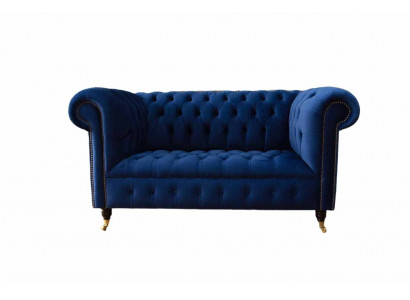 Chesterfield Mobilier de bureau Sièges Canapé Canapé 2 places Textile Bleu