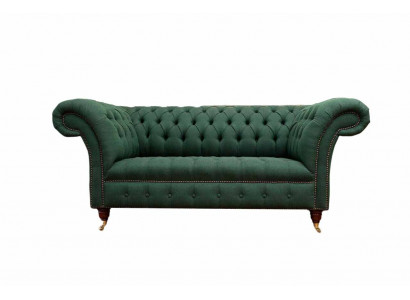 Canapé Chesterfield 2 places Canapés rembourrés Vert Tissus de luxe Textile