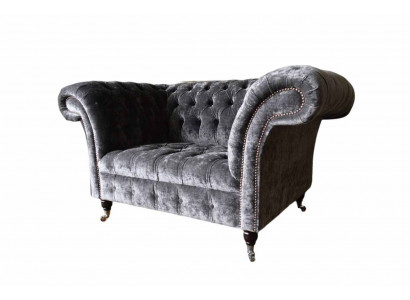 Design Chesterfield Fauteuil en tissu Canapé 1,5 places Salon de tapisserie neuf