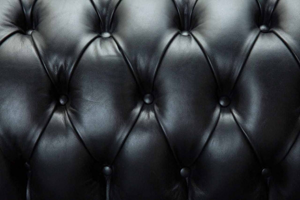 Trois places Canapé de luxe 3 canapés en cuir Noir Chesterfield