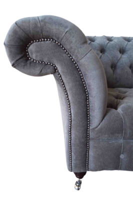 Canapé Chesterfield 1,5 places en tissu gris de conception d'ameublement.