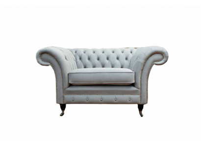 Fauteuil rembourré Canapé en textile Chesterfield Causeuses 1 place Siège simple Gris