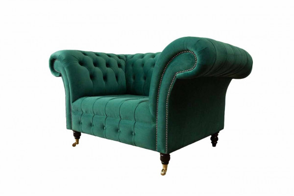 Canapé design Chesterfield gris Fauteuil crapaud Tapissé en tissu de luxe