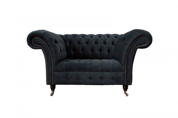 Canapé Chesterfield Design Fauteuil Rembourrage Textile de Luxe 1 Place