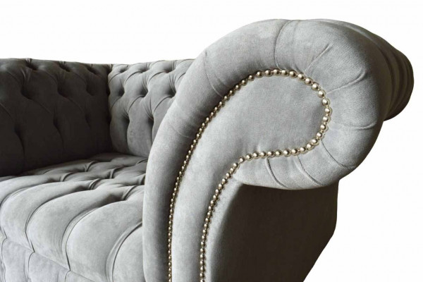 Gris Chesterfield Wing Chairs Gris Fauteuil Canapé Tissu Canapé Salon