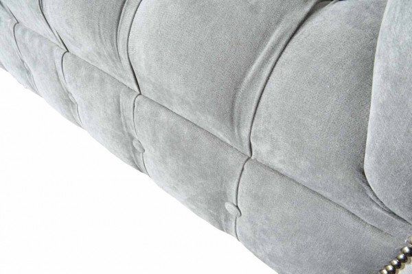 Gris Chesterfield Wing Chairs Gris Fauteuil Canapé Tissu Canapé Salon