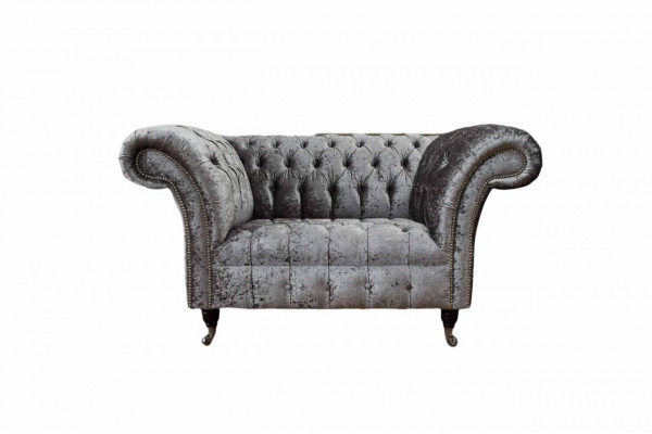 Fauteuil Chesterfield Design Canapé Chesterfield en Tissu Argent